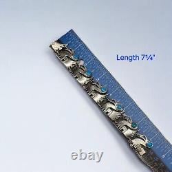 Graziella Laffi Enamel Blue Eyed Bird Link Panel Sterling Silver Bracelet 7.25