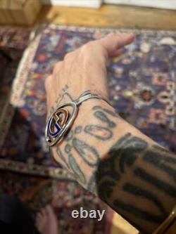 Gucci 1977 Milan Rare vintage G bracelet in. 925 silver Red & Blue enamel