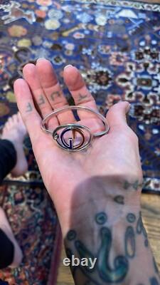 Gucci 1977 Milan Rare vintage G bracelet in. 925 silver Red & Blue enamel
