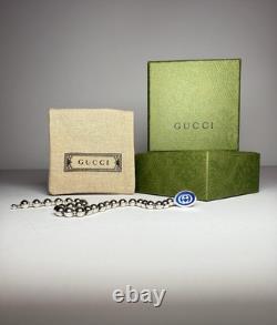 Gucci 925 Silver Blue Enamel Interlocking G Bead Bracelet 19cm NEW w Box