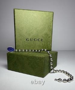 Gucci 925 Silver Blue Enamel Interlocking G Bead Bracelet 19cm NEW w Box