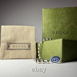 Gucci 925 Silver Blue Enamel Interlocking G Bead Bracelet 19cm NEW w Box