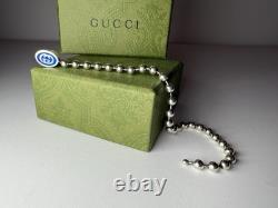 Gucci 925 Silver Blue Enamel Interlocking G Bead Bracelet 19cm NEW w Box