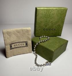 Gucci 925 Silver Blue Enamel Interlocking G Bead Bracelet 19cm NEW w Box