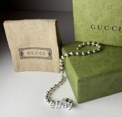 Gucci 925 Silver Blue Enamel Interlocking G Bead Bracelet 19cm NEW w Box