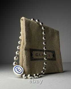 Gucci 925 Silver Blue Enamel Interlocking G Bead Bracelet 19cm NEW w Box