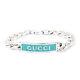 Gucci Bracelet Enamel Turquoise With Logo Silver Length 7.4 In