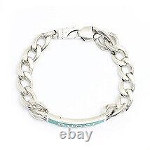 Gucci Bracelet Enamel Turquoise With Logo Silver Length 7.4 in