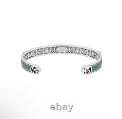 Gucci Interlocking GG Turquoise Enamel Silver Bracelet Bangle-FITS 6.5-7