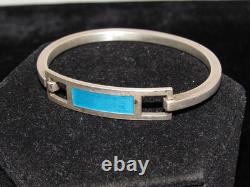 Gucci Silver Vintage 1970's Bracelet With Blue Enamel