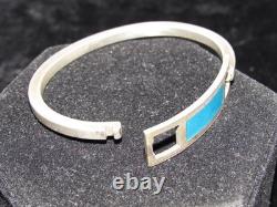 Gucci Silver Vintage 1970's Bracelet With Blue Enamel