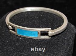 Gucci Silver Vintage 1970's Bracelet With Blue Enamel