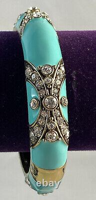 HEIDI DAUS Newport Chic II Crystal & Enamel Bangle Bracelet Turquoise Lg