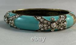 HEIDI DAUS Newport Chic II Crystal & Enamel Bangle Bracelet Turquoise Lg