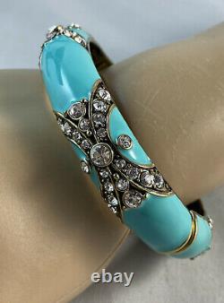 HEIDI DAUS Newport Chic II Crystal & Enamel Bangle Bracelet Turquoise Lg