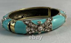 HEIDI DAUS Newport Chic II Crystal & Enamel Bangle Bracelet Turquoise Lg