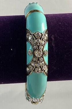 HEIDI DAUS Newport Chic II Crystal & Enamel Bangle Bracelet Turquoise Lg