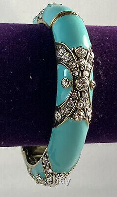 HEIDI DAUS Newport Chic II Crystal & Enamel Bangle Bracelet Turquoise Lg