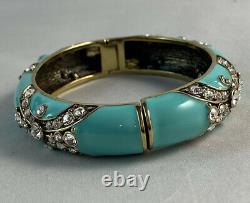 HEIDI DAUS Newport Chic II Crystal & Enamel Bangle Bracelet Turquoise Lg