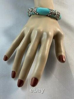 HEIDI DAUS Newport Chic II Crystal & Enamel Bangle Bracelet Turquoise Lg