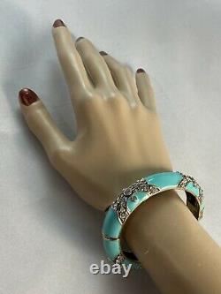 HEIDI DAUS Newport Chic II Crystal & Enamel Bangle Bracelet Turquoise Lg