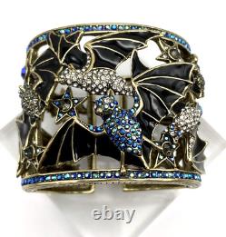 HEIDI DAUS Spooky Soiree Crystal & Enamel Hinged Cuff Bracelet NWT