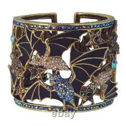 HEIDI DAUS Spooky Soiree Crystal & Enamel Hinged Cuff Bracelet NWT