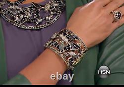 HEIDI DAUS Spooky Soiree Crystal & Enamel Hinged Cuff Bracelet NWT