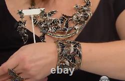 HEIDI DAUS Spooky Soiree Crystal & Enamel Hinged Cuff Bracelet NWT