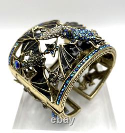 HEIDI DAUS Spooky Soiree Crystal & Enamel Hinged Cuff Bracelet NWT