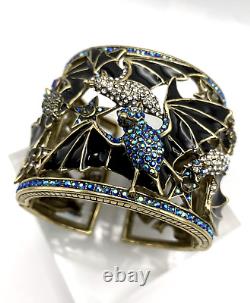 HEIDI DAUS Spooky Soiree Crystal & Enamel Hinged Cuff Bracelet NWT