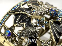 HEIDI DAUS Spooky Soiree Crystal & Enamel Hinged Cuff Bracelet NWT