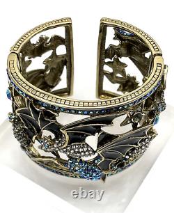 HEIDI DAUS Spooky Soiree Crystal & Enamel Hinged Cuff Bracelet NWT