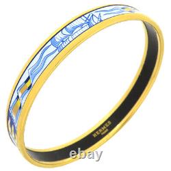 HERMES #6 bangle enamel PM GP cloisonné blue gold gold