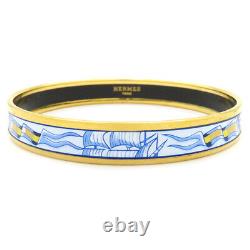 HERMES #6 bangle enamel PM GP cloisonné blue gold gold