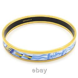 HERMES #6 bangle enamel PM GP cloisonné blue gold gold