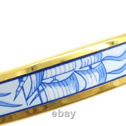 HERMES #6 bangle enamel PM GP cloisonné blue gold gold