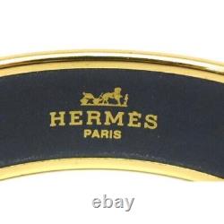 HERMES Authentic Bracelet Bangle Enamel GM Cloisonne Horse Blue size Arm 17cm