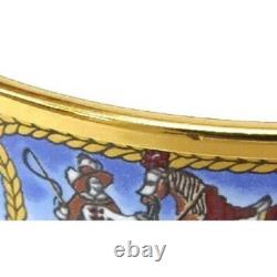HERMES Authentic Bracelet Bangle Enamel GM Cloisonne Horse Blue size Arm 17cm