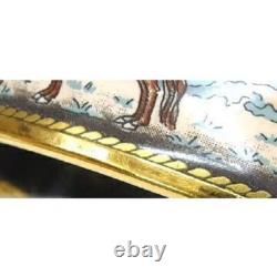 HERMES Authentic Bracelet Bangle Enamel GM Cloisonne Horse Blue size Arm 17cm