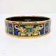 Hermes Authentic Enamel Bangle Bracelet Cloisonné Blue Green Gold Color Metal