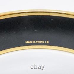 HERMES Authentic Enamel Bangle Bracelet Cloisonné Blue Green Gold Color Metal