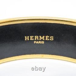 HERMES Authentic Enamel Bangle Bracelet Cloisonné Blue Green Gold Color Metal