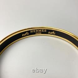 HERMES Authentic Enamel Cloisonne Bangle Bracelet PM Blue × Gold plated no Box