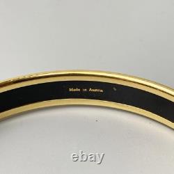 HERMES Authentic Enamel Cloisonne Bangle Bracelet PM Blue × Gold plated no Box