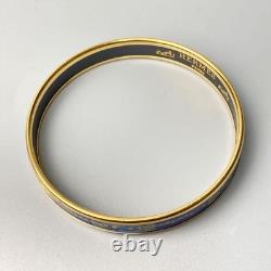HERMES Authentic Enamel Cloisonne Bangle Bracelet PM Blue × Gold plated no Box
