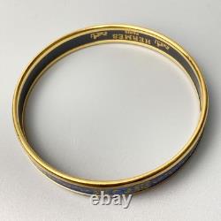 HERMES Authentic Enamel Cloisonne Bangle Bracelet PM Blue × Gold plated no Box