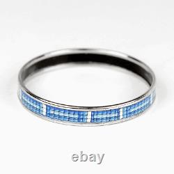 HERMES BRACELET 65 Narrow Palladium-Plated Printed Enamel Bangle