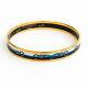 Hermes Bangle Bracelet Email Pm Gold Blue Enamel Metal