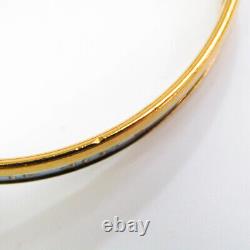 HERMES Bangle Bracelet Email PM Gold Blue Enamel Metal